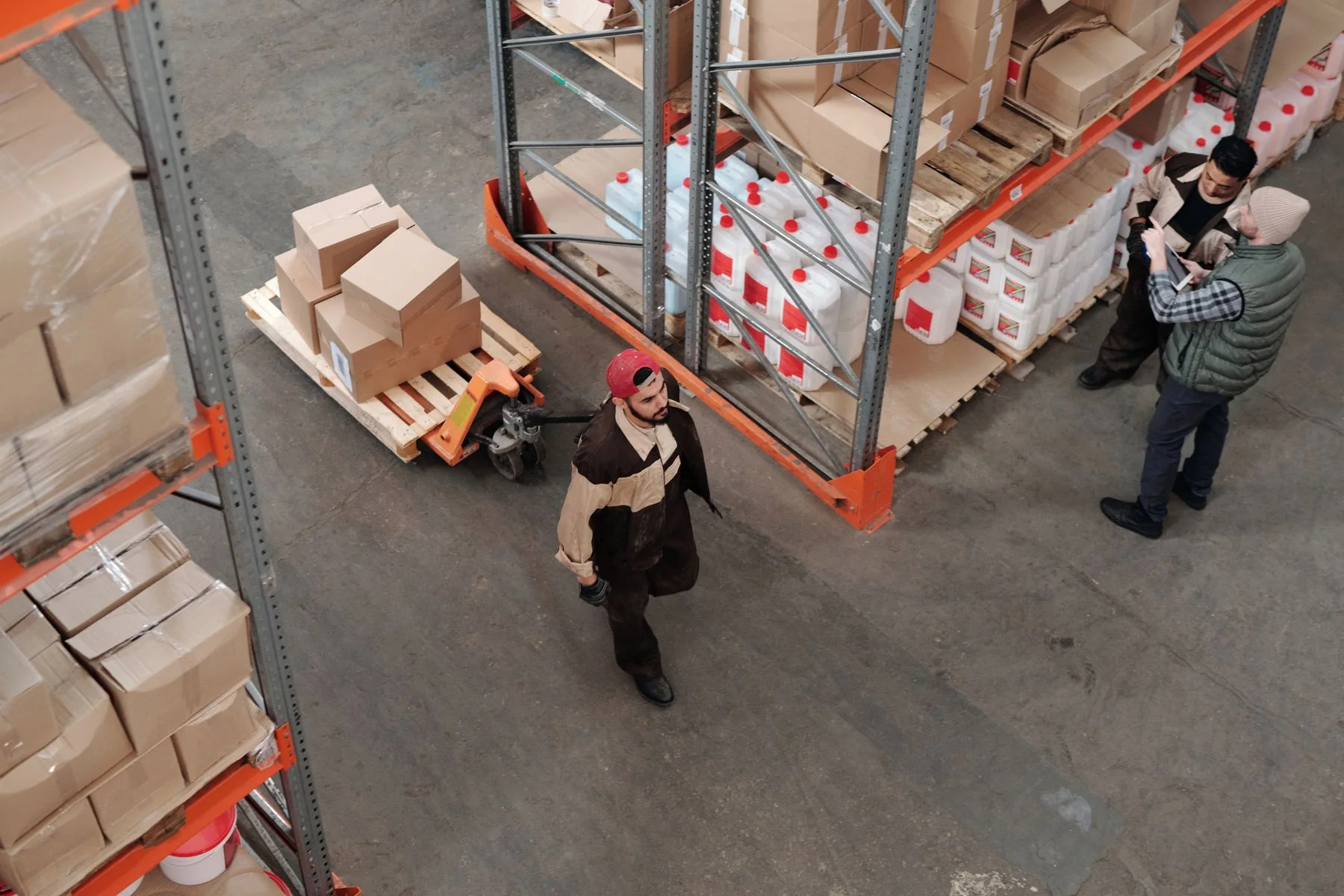 Warehouse distribution environment illustrating industrial and supply chain operations